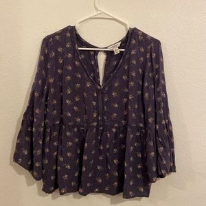 Floral dark blue blouse